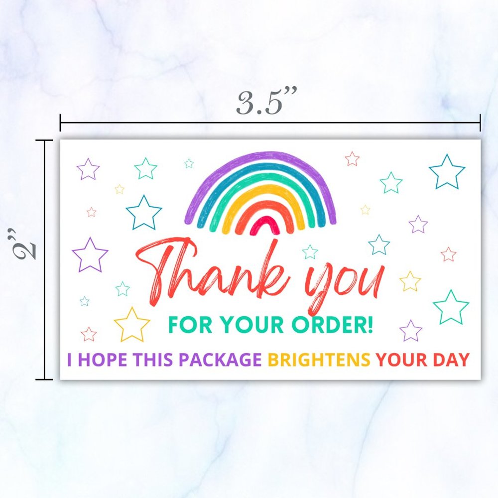 100 Rainbow Thank You Cards - Picture 4 of 4